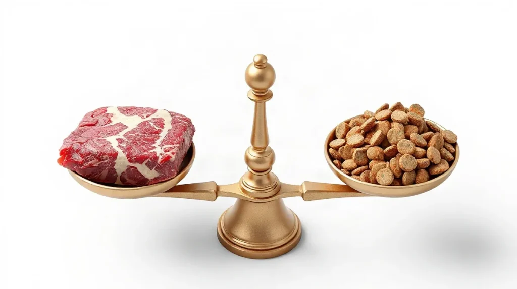 Hero illustration for the article “Raw vs Commercial Dog Food: Health Benefits and Risks”