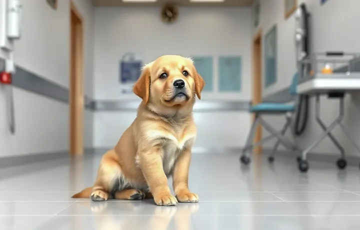Hero illustration for the article “Golden Retriever Puppy’s Vet Photo Becomes Viral Hit”
