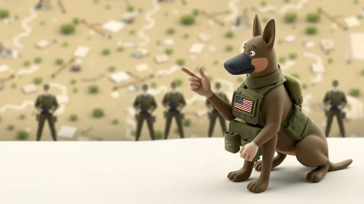 Hero illustration for the article “Deaf Puppy Axel Serves Michigan National Guard with Valor”