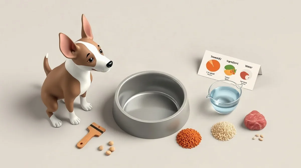 Hero illustration for the article “Bull Terrier Diet: Food, Portions and Feeding Times”